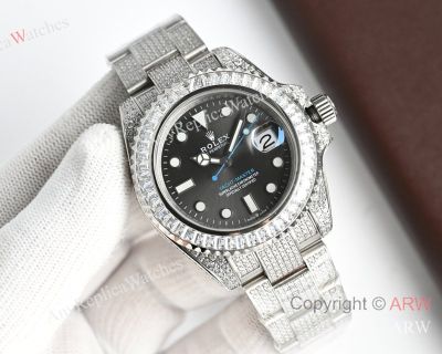 High Quality Replica Rolex Yacht-Master Different Colors with full diamonds 316 stainless steel strap Different Colors Face Dial Different Colors with full diamonds Bezel Men Watch 40mm